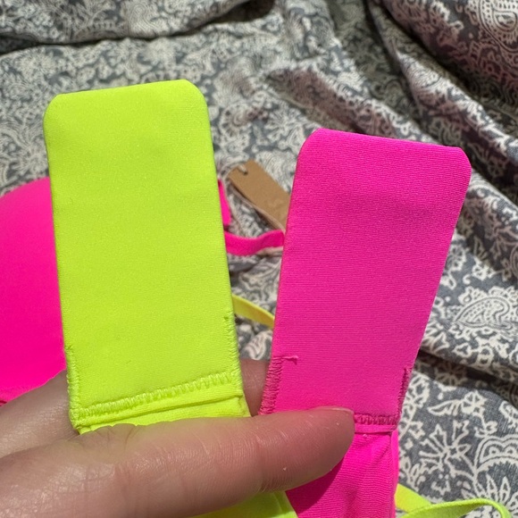 NWT Skims fits everybody scoop plunge bra neon yellow pink 34 D - Picture 5 of 5